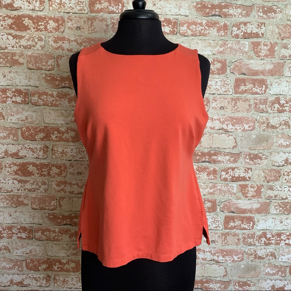 Banana Republic Knit Top Size LP Large Petite Sleeveless Shirt Coral